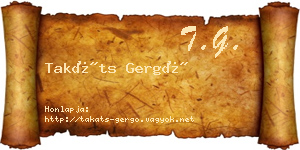 Takáts Gergő névjegykártya